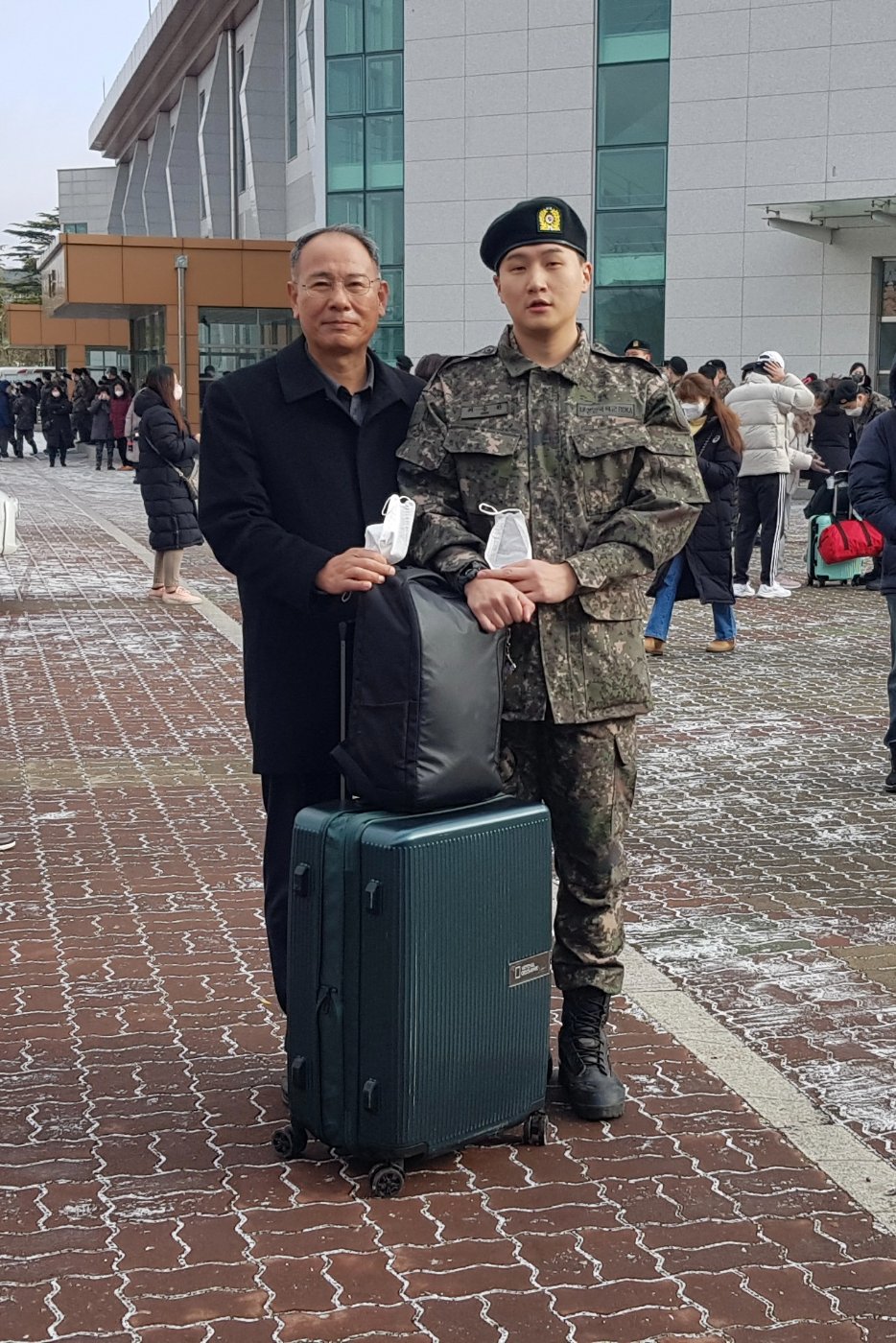 With my father at the Korea Army Training Center